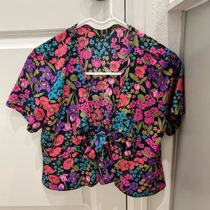Tie front floral shirt